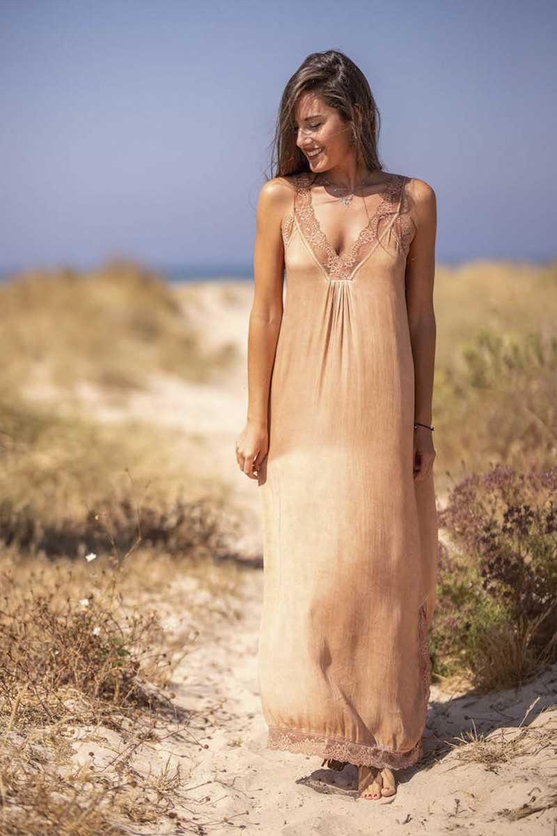 Tarifa Soul - Vestido Lencero - Camel - Vestidos / Monos - TARIFA SOUL