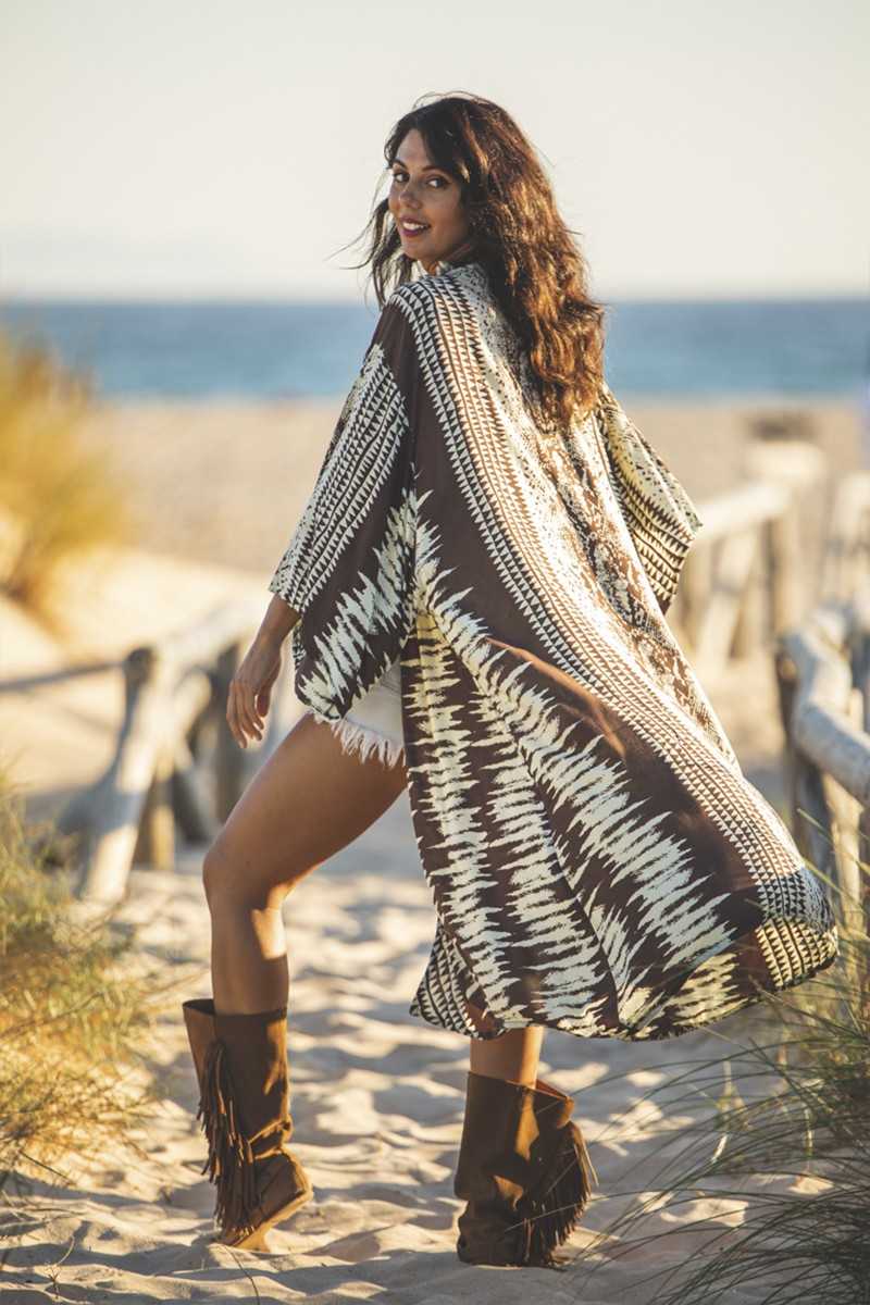 Tarifa Soul - Kimono Zoe - Choco - Chalecos / Kimonos - TARIFA SOUL