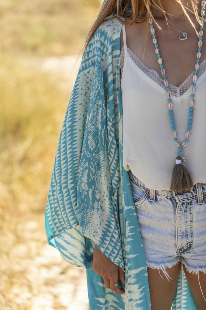 Tarifa Soul - Kimono Zoe - Turquoise - Chalecos / Kimonos - TARIFA SOUL