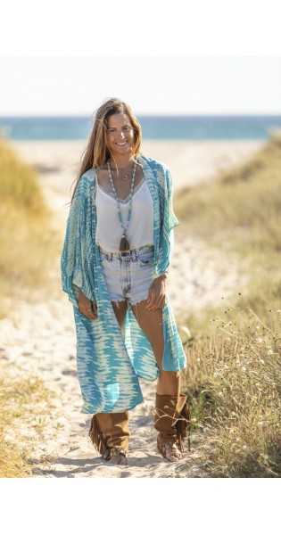 Tarifa Soul - Kimono Zoe - Turquoise - Chalecos / Kimonos - TARIFA SOUL