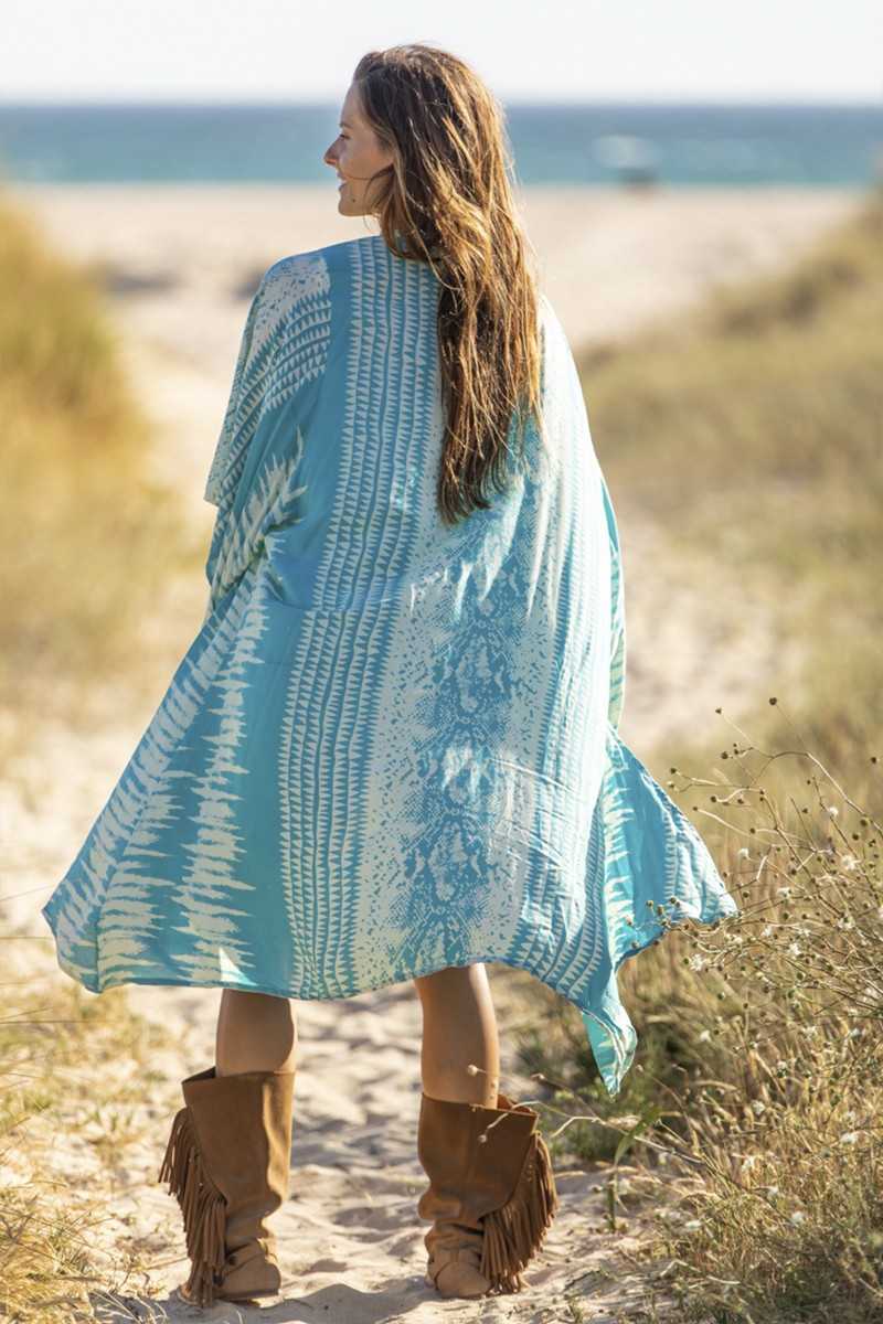 Tarifa Soul - Kimono Zoe - Turquoise - Chalecos / Kimonos - TARIFA SOUL