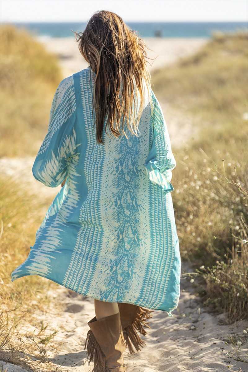 Tarifa Soul - Kimono Zoe - Turquoise - Chalecos / Kimonos - TARIFA SOUL