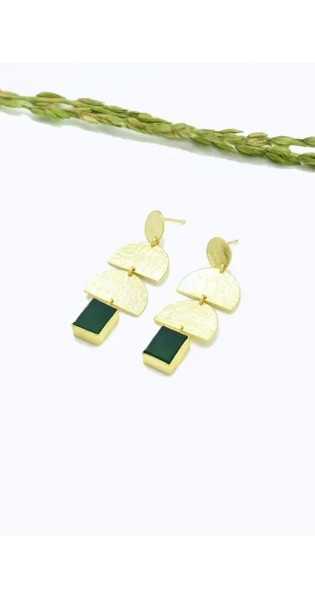 Schmuckoo - Pendientes Aurora de oro y ónix verde - Joyeria - Schmuckoo