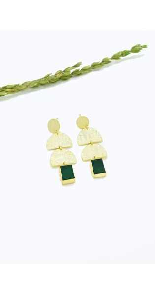 Schmuckoo - Pendientes Aurora de oro y ónix verde - Joyeria - Schmuckoo