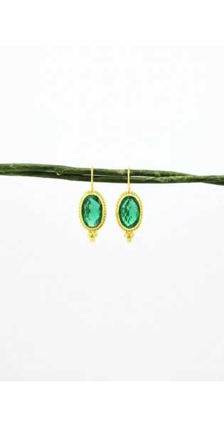 Schmuckoo - Pendientes boho dorados con turmalina verde - Joyeria - Schmuckoo