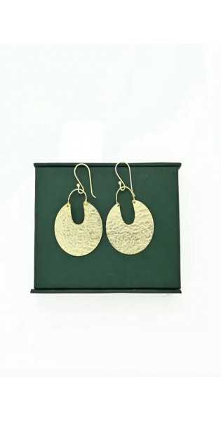 Schmuckoo - Pendientes circulares con textura dorada - Joyeria - Schmuckoo