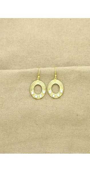 Schmuckoo - Pendientes circulares de oro de plata 925 - Perla - Joyeria - Schmuckoo