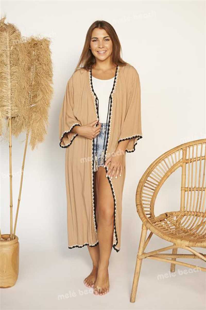 Melé Beach - Kimono Crochet Camel - Chaquetas / Kimonos - Melé beach