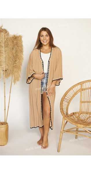 Melé Beach - Kimono Crochet Camel - Chaquetas / Kimonos - Melé beach