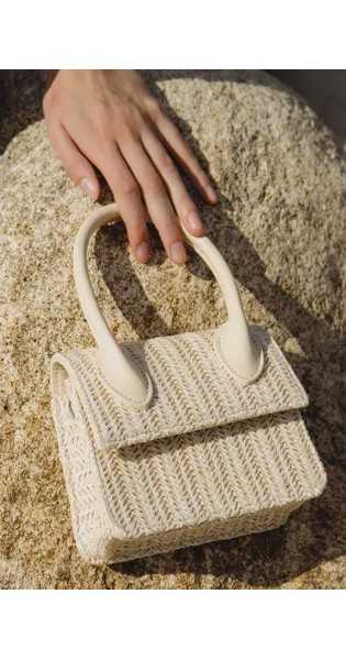 MELIE BIANCO - Bolso Bandolera Tyla de Paja Color Crema - Bolsos - Melie Bianco