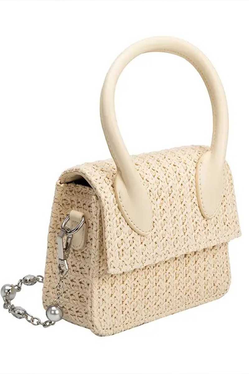 MELIE BIANCO - Bolso Bandolera Tyla de Paja Color Crema - Mini bolsos - Melie Bianco