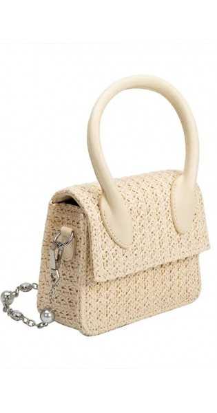 MELIE BIANCO - Bolso Bandolera Tyla de Paja Color Crema - Bolsos - Melie Bianco