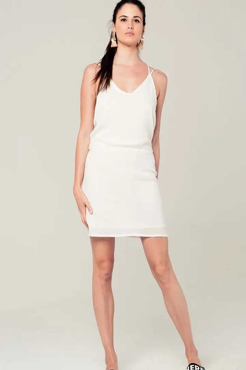 Q2 - Mini Vestido Blanco con Detalles de Ganchillo en la Espalda - Vestidos / Monos - Q2