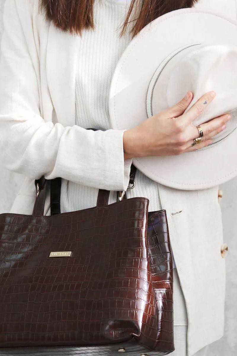 THE CODE - SHOPPER PATRICIA CHOCOLATE - Bolsos: Estilo y Funcionalidad en Cada Detalle - THE CODE