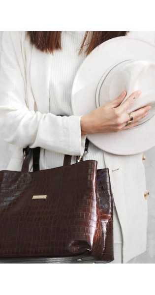 THE CODE - SHOPPER PATRICIA CHOCOLATE - Bolsos: Estilo y Funcionalidad en Cada Detalle - THE CODE