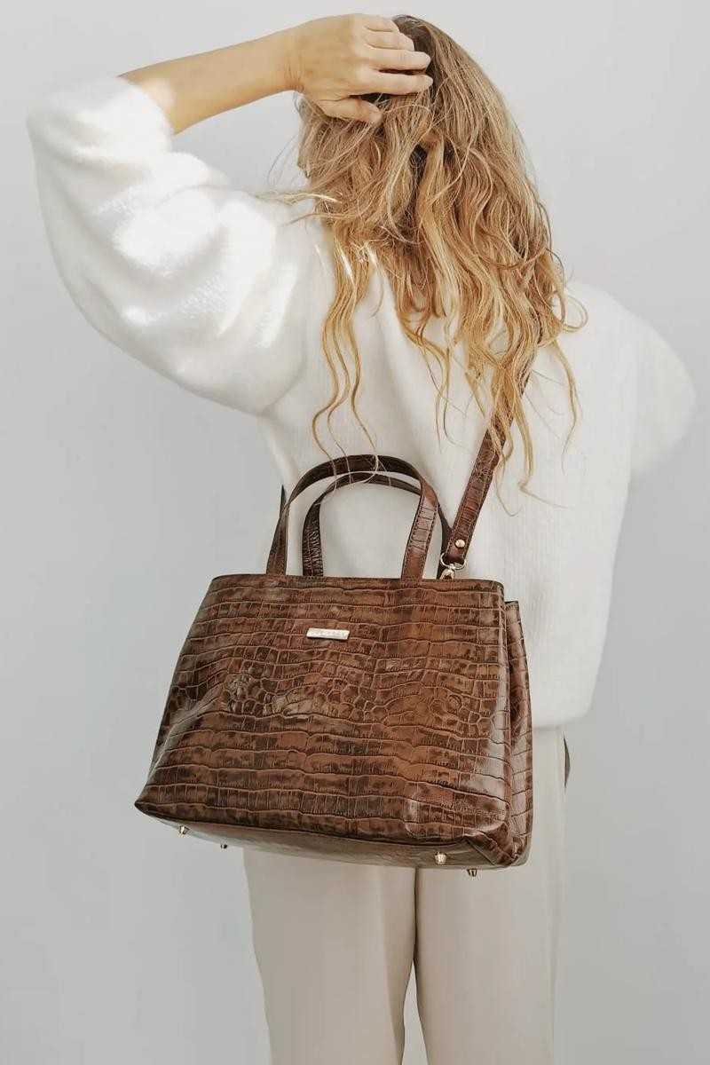 THE CODE - SHOPPER PATRICIA CHOCOLATE - Bolsos: Estilo y Funcionalidad en Cada Detalle - THE CODE