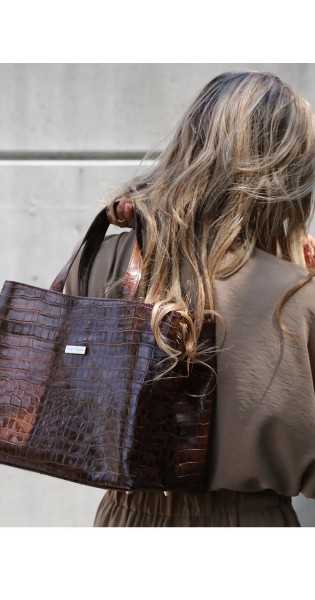 THE CODE - SHOPPER PATRICIA CHOCOLATE - Bolsos: Estilo y Funcionalidad en Cada Detalle - THE CODE