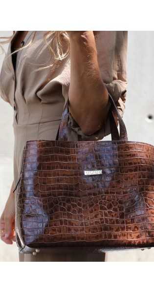 THE CODE - SHOPPER PATRICIA CHOCOLATE - Bolsos: Estilo y Funcionalidad en Cada Detalle - THE CODE