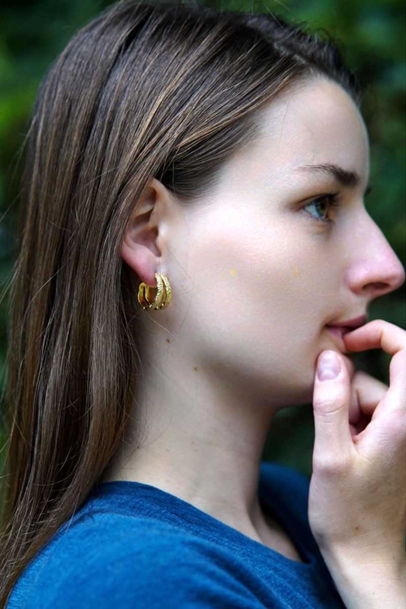 Schmuckoo - Pendientes De Doble Aros Dorados - Joyeria - Schmuckoo