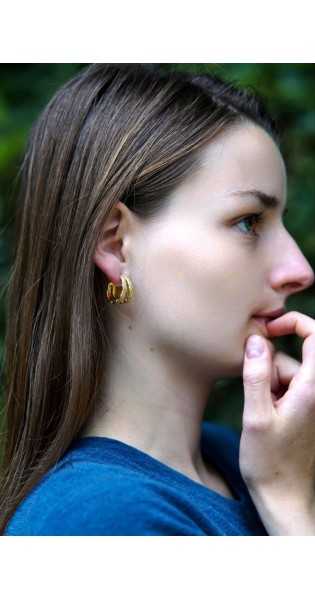 Schmuckoo - Pendientes De Doble Aros Dorados - Joyeria - Schmuckoo