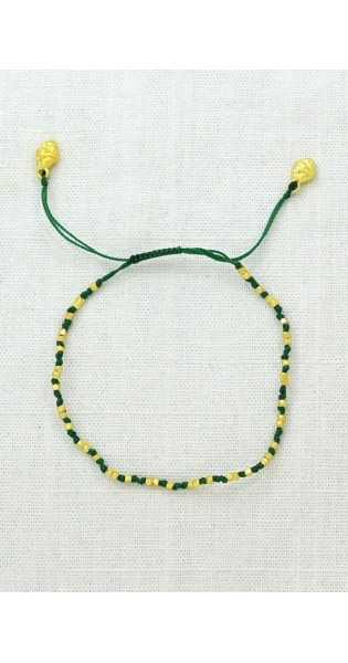 Schmuckoo - Pulsera Macrame Nugget Dorada - Verde - Joyeria - Schmuckoo