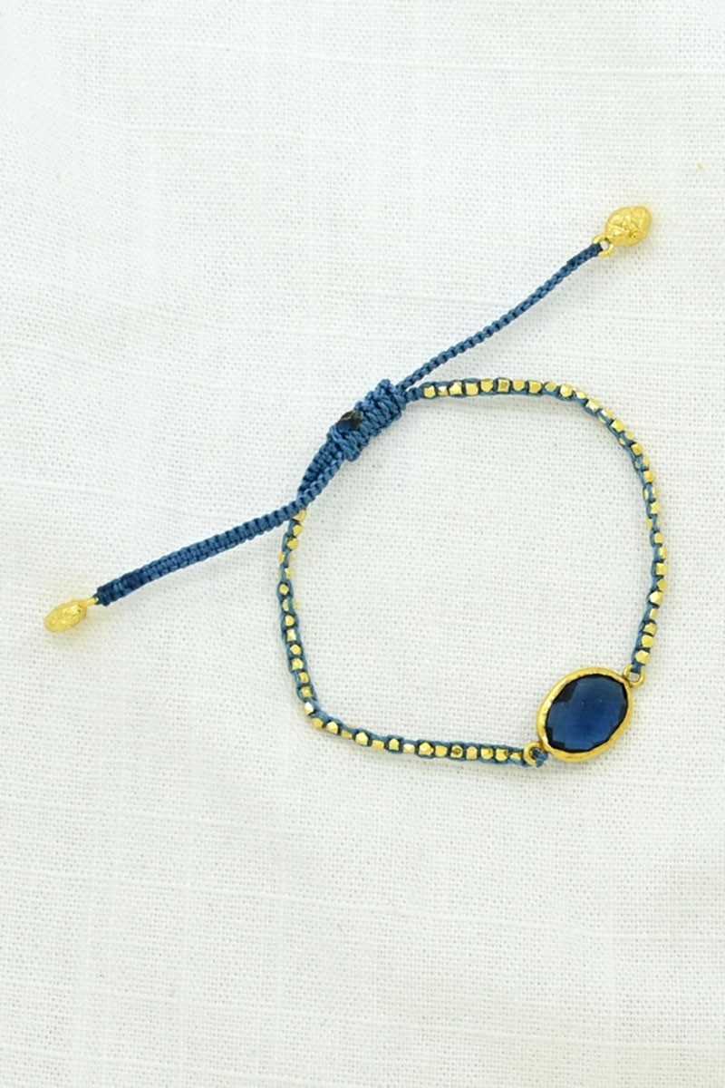 Schmuckoo - Pulseras De Macramé Con Pepitas De Oro - Iolita Azul - Joyeria - Schmuckoo