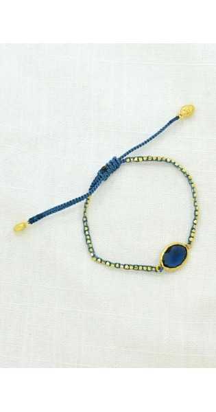 Schmuckoo - Pulseras De Macramé Con Pepitas De Oro - Iolita Azul - Joyeria - Schmuckoo