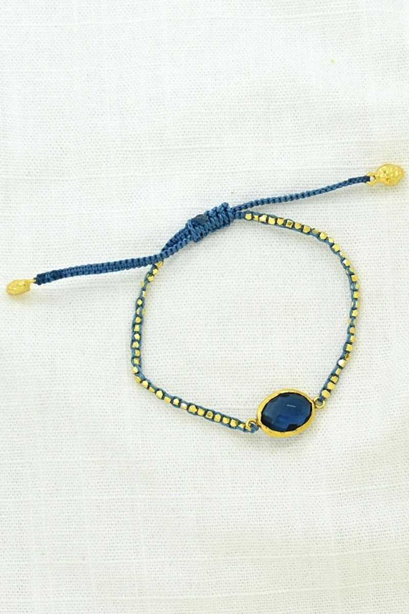 Schmuckoo - Pulseras De Macramé Con Pepitas De Oro - Iolita Azul - Joyeria - Schmuckoo