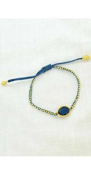 Schmuckoo - Pulseras De Macramé Con Pepitas De Oro - Iolita Azul - Joyeria - Schmuckoo