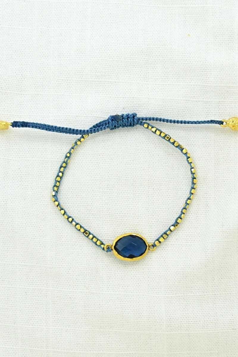 Schmuckoo - Pulseras De Macramé Con Pepitas De Oro - Iolita Azul - Joyeria - Schmuckoo