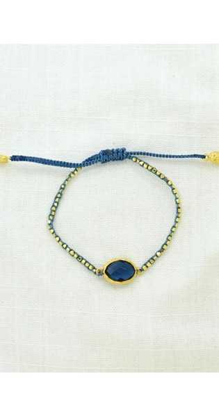 Schmuckoo - Pulseras De Macramé Con Pepitas De Oro - Iolita Azul - Joyeria - Schmuckoo