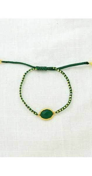 Schmuckoo - Pulseras De Macramé Con Pepitas De Oro - Ónix Verde - Joyeria - Schmuckoo