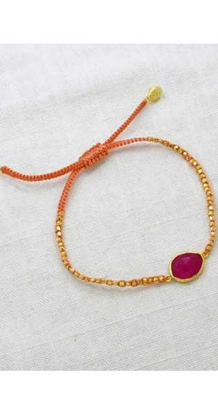 Schmuckoo - Pulseras De Macramé En Forma De Pepitas De Oro, Ónix Fucsia Rosa - Joyeria - Schmuckoo